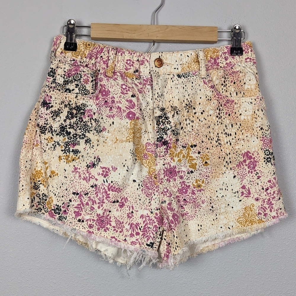 Anthropologie Pilcro Scrunchie Cotton Raw Hem Floral Shorts Size Small